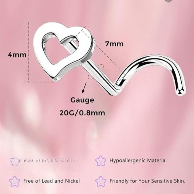 5pcs 20G Surgical Steel Heart  - đánh giá và giá Body Jewelry Surgical Steel
